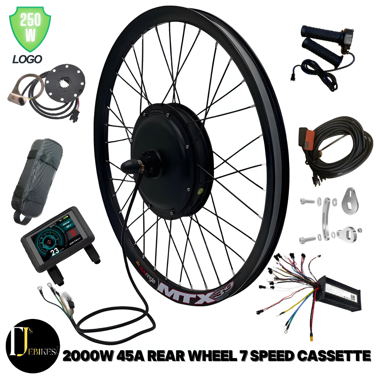 2000W 52V 60V 72V REAR WHEELUKC1+ DISPLAY E-BIKE CONVERSION KIT HIGH TORQUE MOTOR
