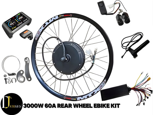 3000w 52V 60V 72V 60A REAR WHEEL 750C DISPLAY E-BIKE CONVERSION  KIT HIGH TORQUE MOTOR